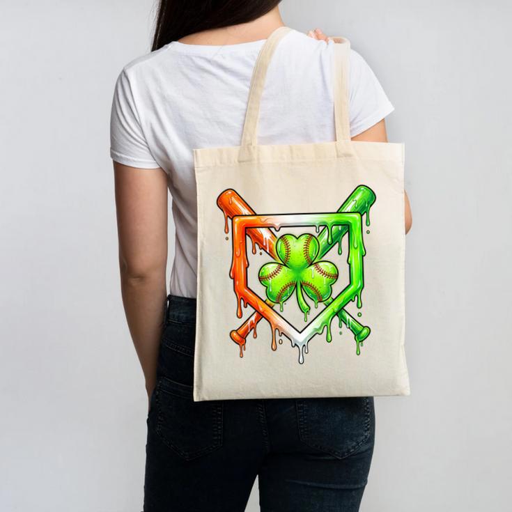 Baseball Drip Ice Cream St Patricks Day Shamrock Canvas Tote Bag