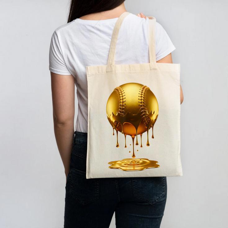 Baseball Dripping Drip Gold Sport Player Coach Baller Canvas Tote Bag Baseball Dripping Drip Gold Sport Player Coach Baller Canvas Tote Bag