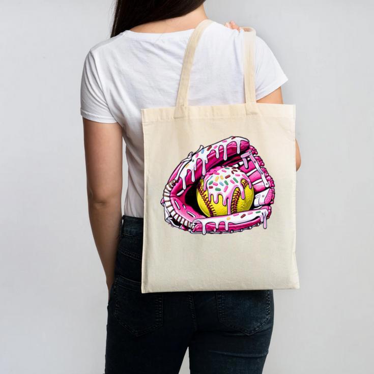 Baseball Glove Drip Shirt Ice Cream Dripping Girls Pocket Premium Canvas Tote Bag