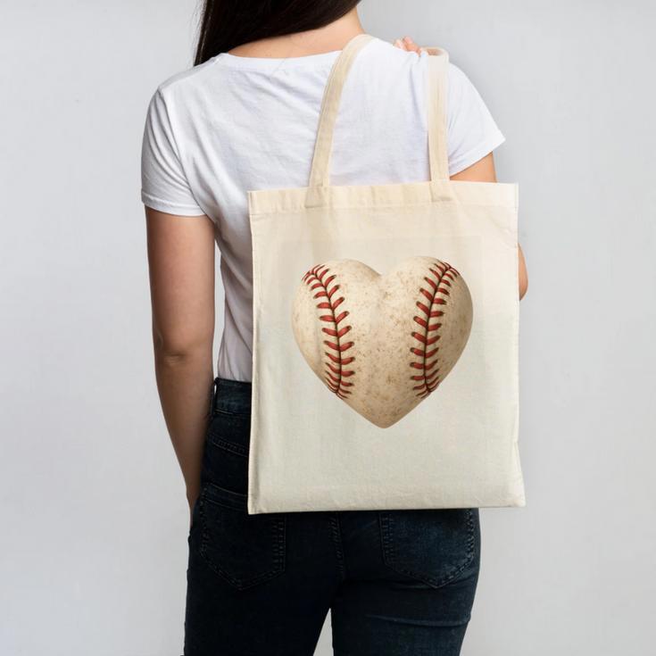 Baseball Heart Shape Valentines Day Love Boys Kids Men Canvas Tote Bag Baseball Heart Shape Valentines Day Love Boys Kids Men Canvas Tote Bag