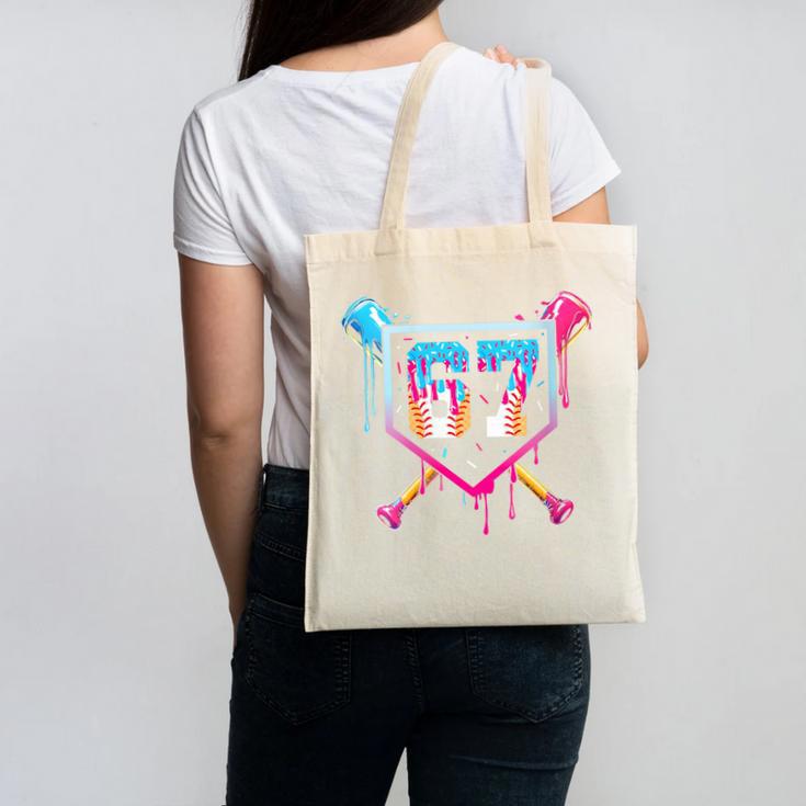 Baseball Ice Cream Drip Number 67 Player 67th Birthday Canvas Tote Bag Baseball Ice Cream Drip Number 67 Player 67th Birthday Canvas Tote Bag