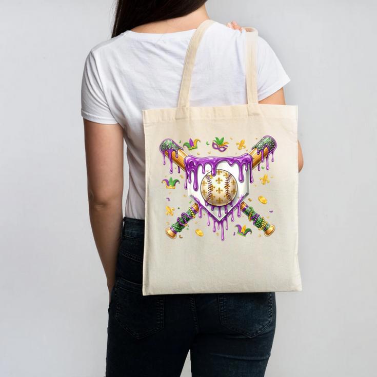 Baseball Mardi Gras Carnival Party Mask Ice Cream Drip Boys Canvas Tote Bag