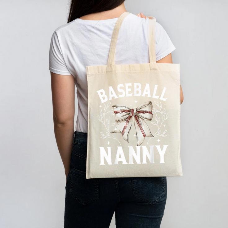 Baseball Nanny Baseball Coquette Bow Canvas Tote Bag Baseball Nanny Baseball Coquette Bow Canvas Tote Bag
