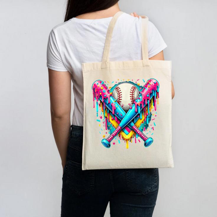 Baseball Player Ice Cream Drip Canvas Tote Bag