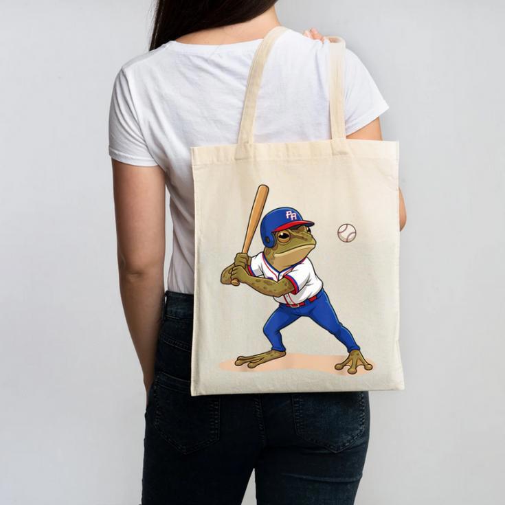 Baseball Puerto Rico Patriotic Flag Boricua Baseball Player Canvas Tote Bag