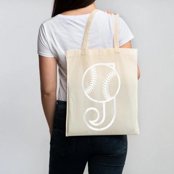 Baseball Sport Player Monogram Cool Initial Letter J Canvas Tote Bag Baseball Sport Player Monogram Cool Initial Letter J Canvas Tote Bag