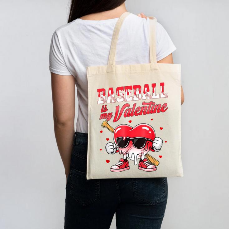 Baseball Is My Valentine Shirt Heart Drip Baseball Lovers Canvas Tote Bag