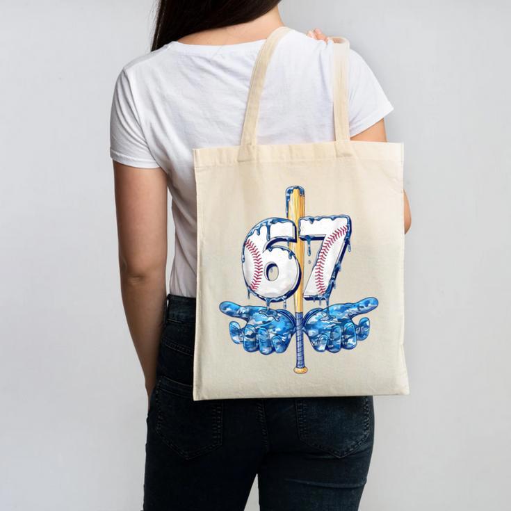 Blue Camo Baseball 67 Six Seven Camo Ice Cream Drip Boy Teen Canvas Tote Bag