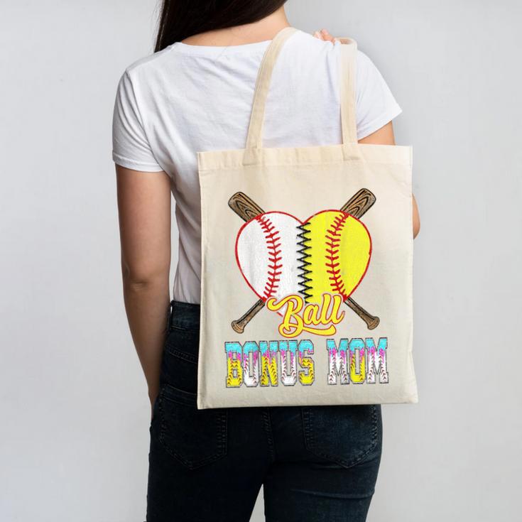 Bonus Mom Of Both Half Baseball Softball Ice Cream Drip Canvas Tote Bag Bonus Mom Of Both Half Baseball Softball Ice Cream Drip Canvas Tote Bag