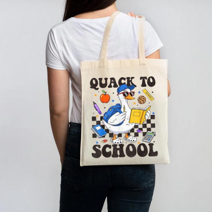 Boys Kid Back To School Goose Quackers Quack To School Canvas Tote Bag