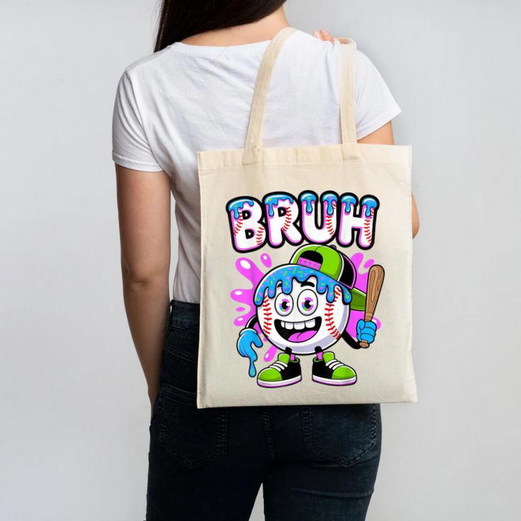 Bruh Baseball Drip Boys Youth Ice Cream Dripping Baseball Canvas Tote Bag