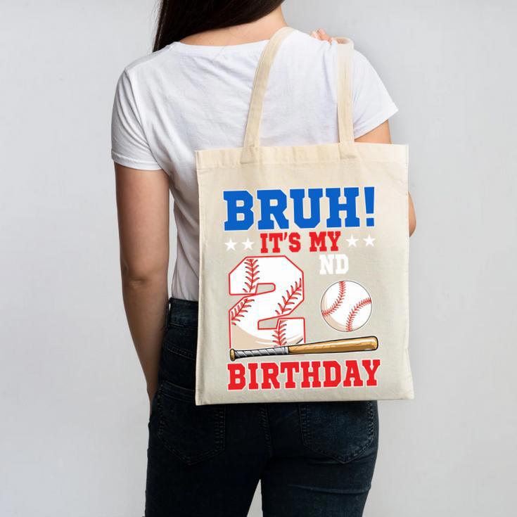 Bruh It's My 2nd Birthday Boy Baseball Themed Party Canvas Tote Bag