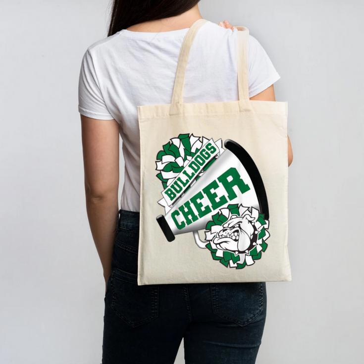 Bulldogs Cheerleading Back To School Cheer Team Spirit Green Canvas Tote Bag Bulldogs Cheerleading Back To School Cheer Team Spirit Green Canvas Tote Bag
