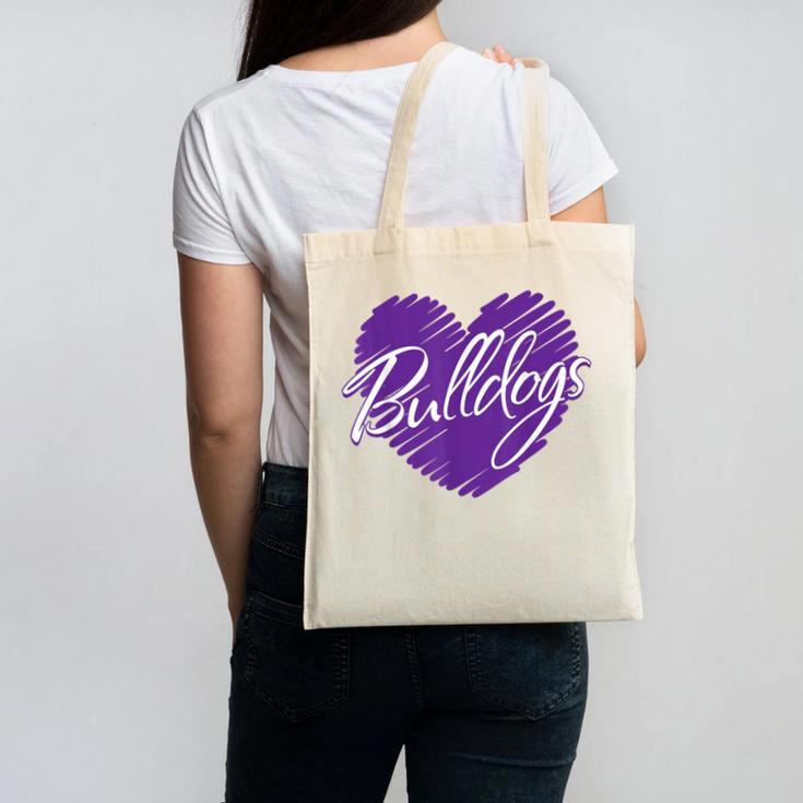 Bulldogs Heart Back To School Spirit P Canvas Tote Bag