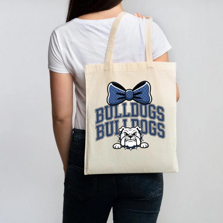 Bulldogs Mascot Team Spirit Sports Fan Back To School Canvas Tote Bag
