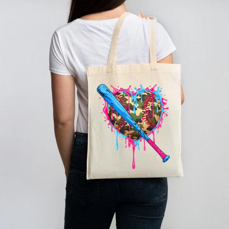 Camo Baseball Heart Drip Valentine Baseball Icecream Boys Canvas Tote Bag Camo Baseball Heart Drip Valentine Baseball Icecream Boys Canvas Tote Bag