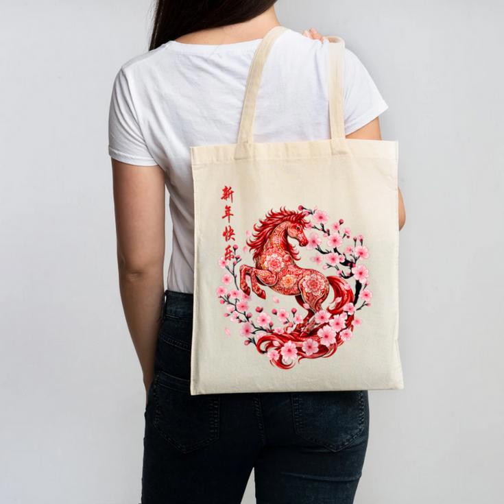 Chinese New Year 2026 Year Of The Horse Raglan Baseball Tee Canvas Tote Bag