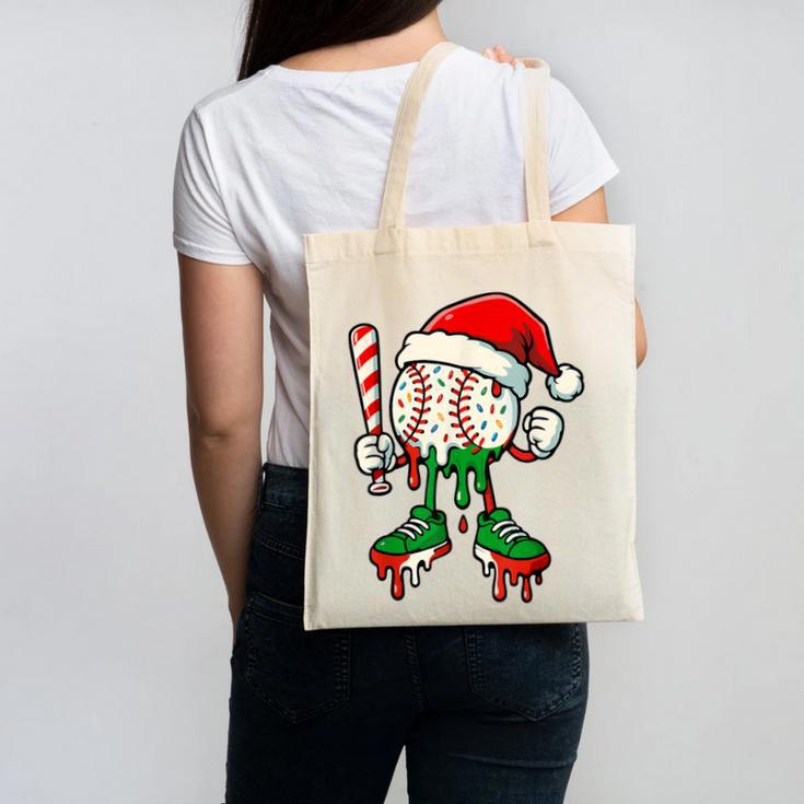 Christmas Baseball Drip For Boys Ice Cream Drip Baseball Canvas Tote Bag Christmas Baseball Drip For Boys Ice Cream Drip Baseball Canvas Tote Bag