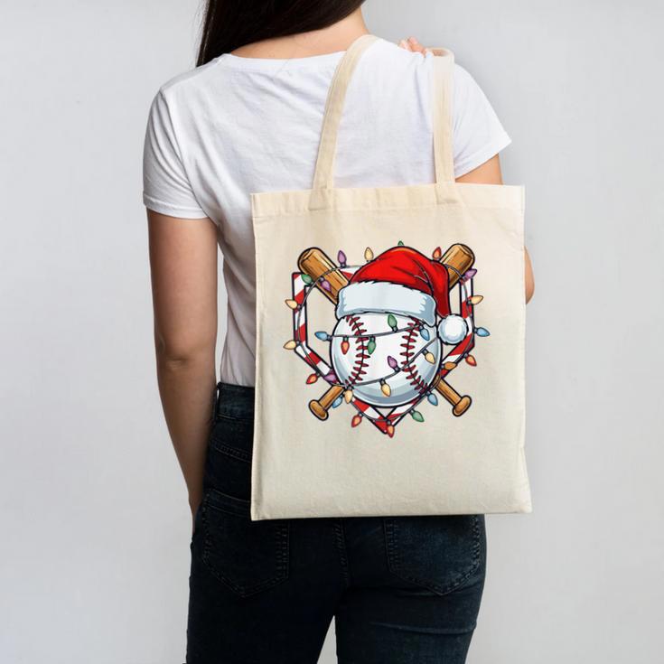 Christmas Baseball Santa Hat For Baseball Players Fans Canvas Tote Bag