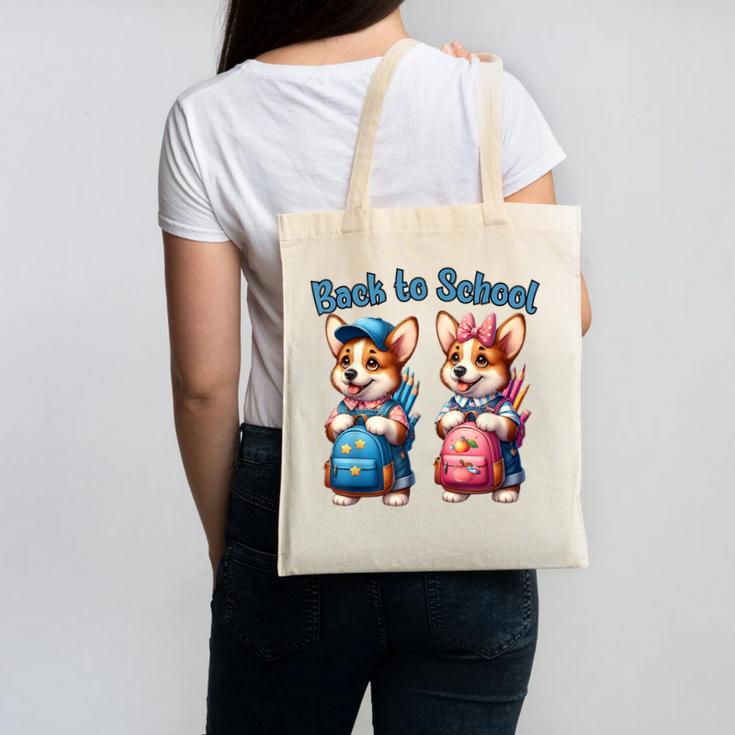 Corgi Dog Student To School Happy Back To School Canvas Tote Bag