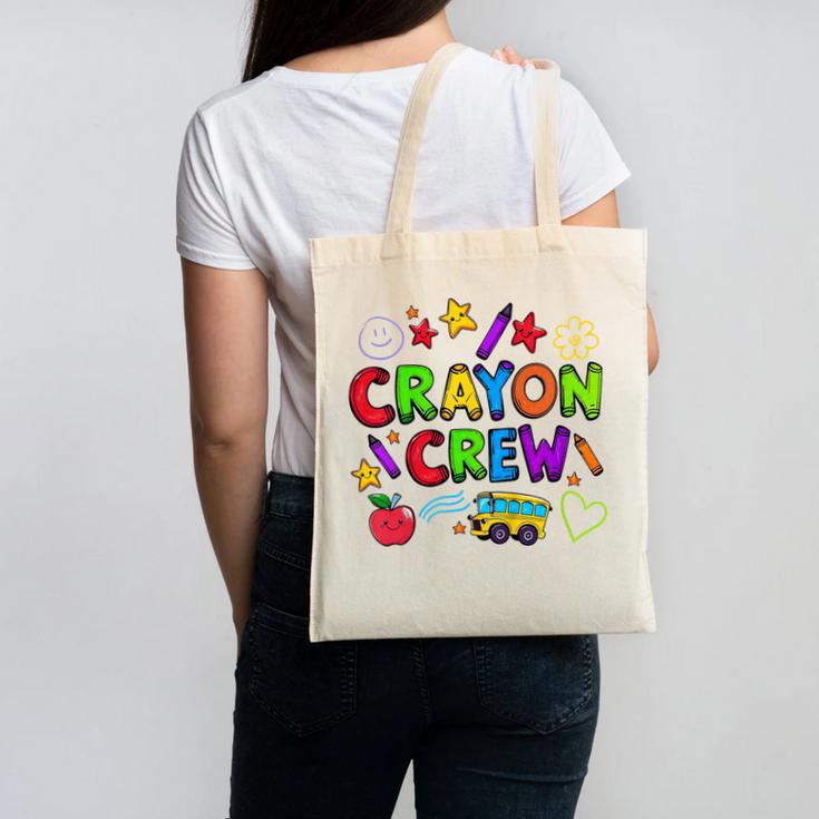 Crayon Crew Cute Back To School Canvas Tote Bag