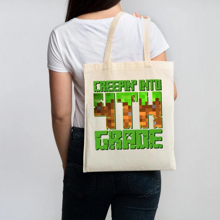 Creepin’ Into 4th Grade Kids Boy Gamer Pixel Back To School Performance Canvas Tote Bag