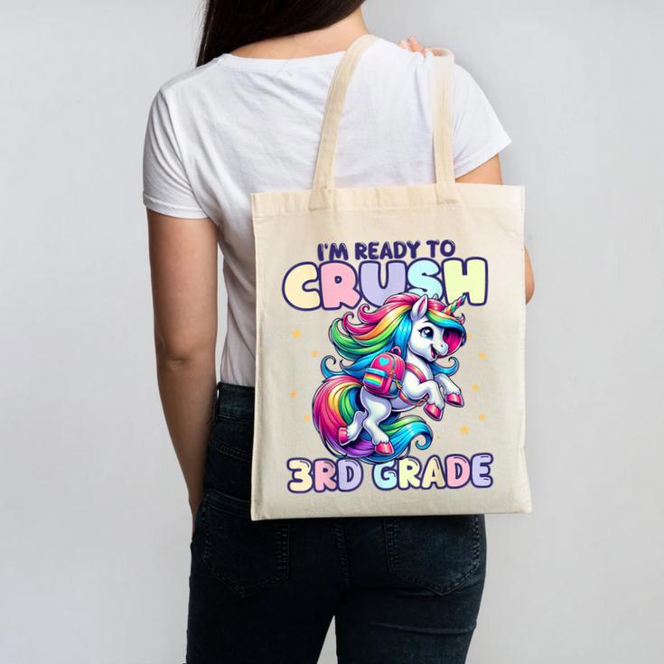 Crush 3rd Grade Girls Back To School Unicorn First Day Cute Canvas Tote Bag