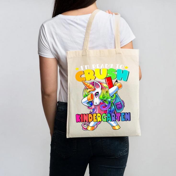 Crush Kindergarten Dabbing Unicorn Back To School Girls Performance Canvas Tote Bag