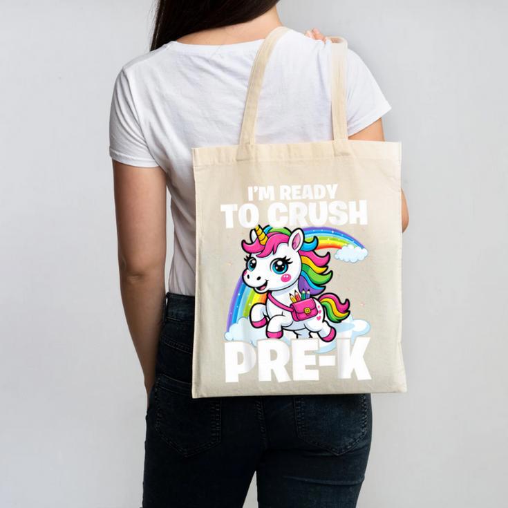 Crush Pre-K Girls Back To School Unicorn First Day Preschool Canvas Tote Bag