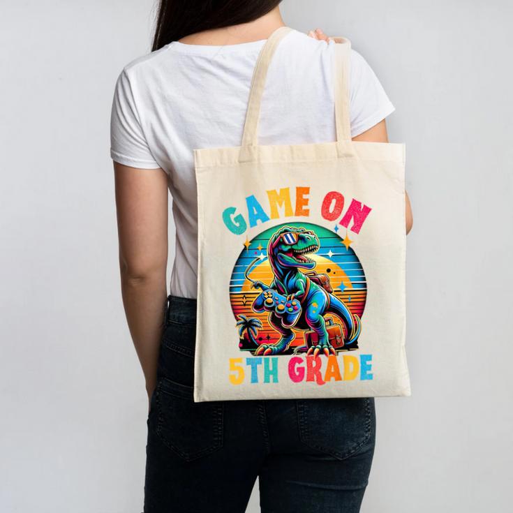 Dinosaur Video Games Back To School 5th Grade Boys Gamer Canvas Tote Bag Dinosaur Video Games Back To School 5th Grade Boys Gamer Canvas Tote Bag