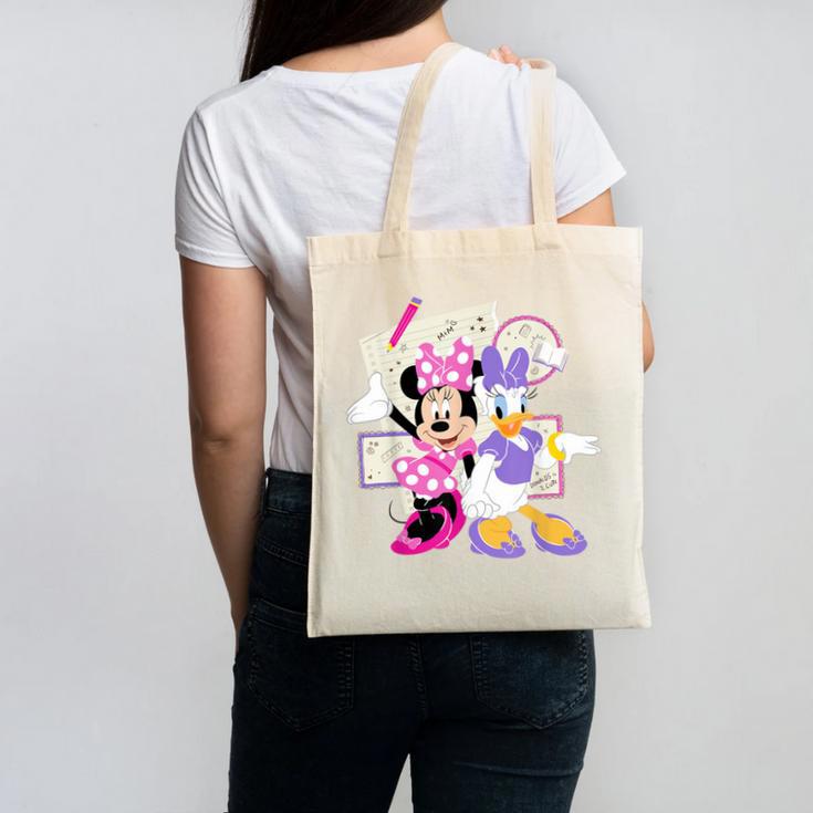Disney Minnie & Daisy Back To School Best Friends BFFs Canvas Tote Bag