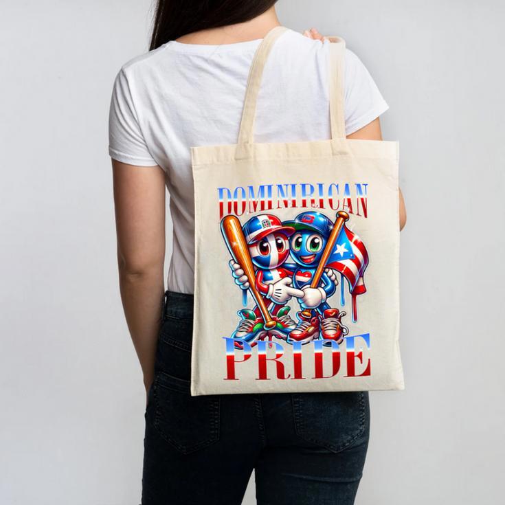 Dominican Puerto Rican Pride Baseball Flag Unity Canvas Tote Bag