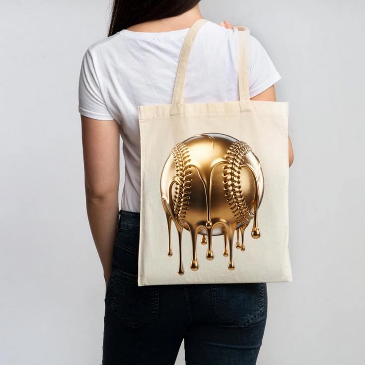 Dripping Gold Drip Baseball Game Day Player Coach Baller Canvas Tote Bag Dripping Gold Drip Baseball Game Day Player Coach Baller Canvas Tote Bag