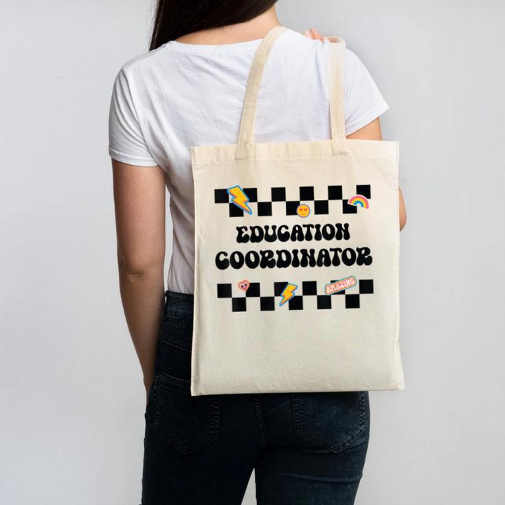 Education Coordinator Groovy Back To School Checkered Canvas Tote Bag