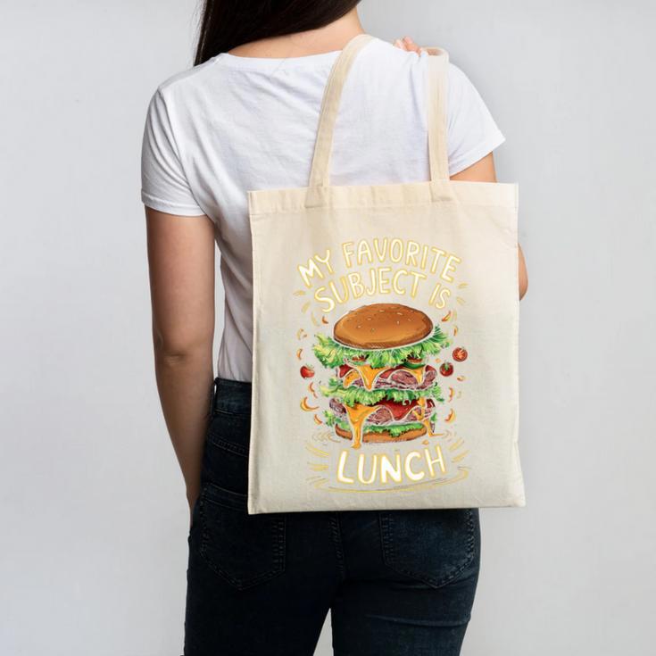 My Favorite Subject Is Lunch Hamburger Back To School Premium Tri-Blend Canvas Tote Bag