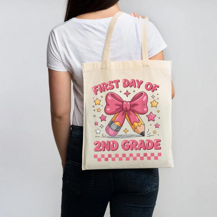 First Day Of 2nd Grade Coquette Back To School Girls Kids Canvas Tote Bag