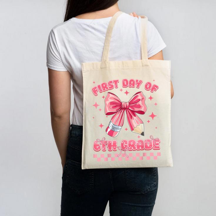 First Day Of 6th Grade Coquette Back To School Girls Kids Canvas Tote Bag