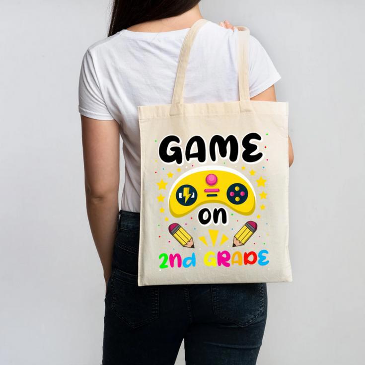 Game On 2nd Grade Cute Video Gamer Back To School 2026 Kids Canvas Tote Bag
