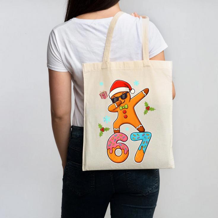 Gingerbread Six Seven 67 Ice Cream Drip Baseball Canvas Tote Bag Gingerbread Six Seven 67 Ice Cream Drip Baseball Canvas Tote Bag