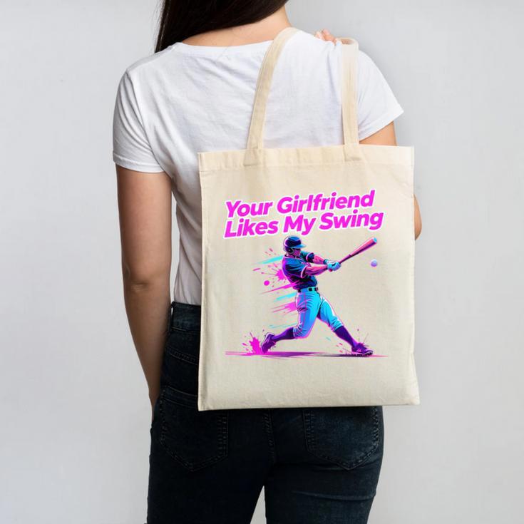 Your Girlfriend Likes My Swing Baseball Quote Boys Men Canvas Tote Bag Your Girlfriend Likes My Swing Baseball Quote Boys Men Canvas Tote Bag