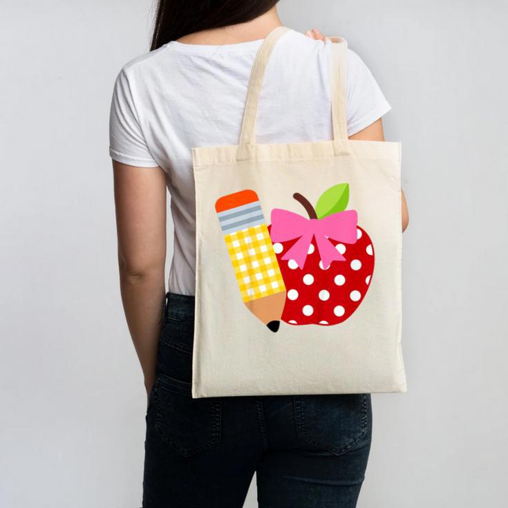 Girls Back To School Apple Toddler First Day Of Preschool Canvas Tote Bag