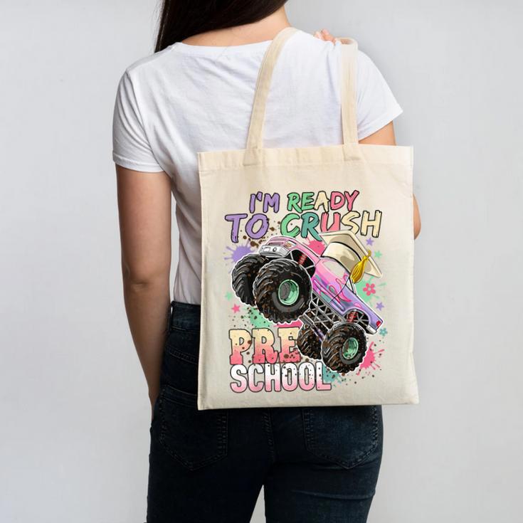 Girls Monster Trucks Ready To Crush Preschool Back To School Canvas Tote Bag Girls Monster Trucks Ready To Crush Preschool Back To School Canvas Tote Bag