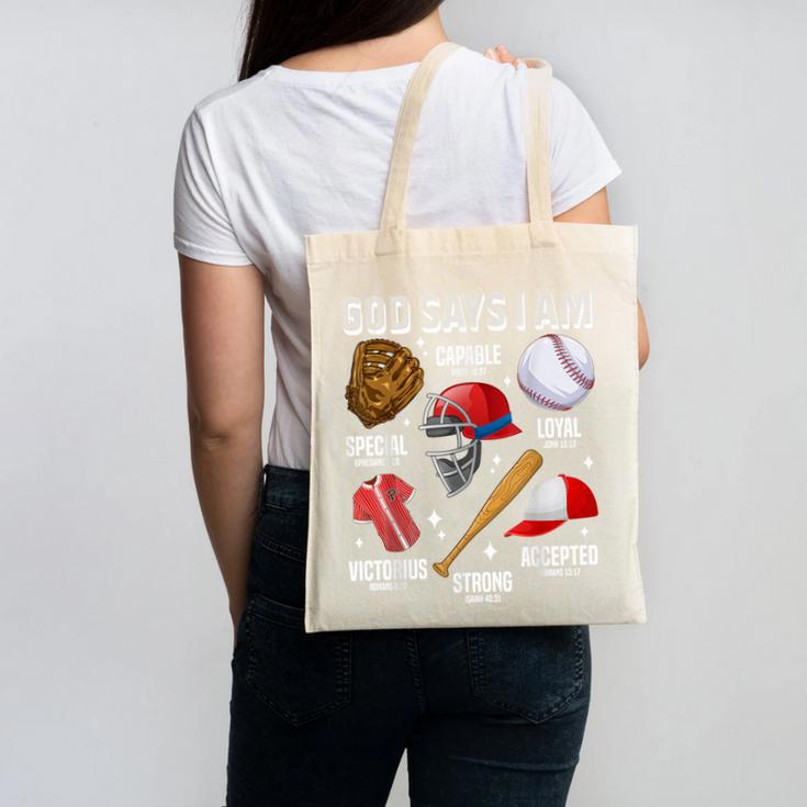 God Says I Am Baseball Player Catcher Pitcher Boys Men Canvas Tote Bag God Says I Am Baseball Player Catcher Pitcher Boys Men Canvas Tote Bag