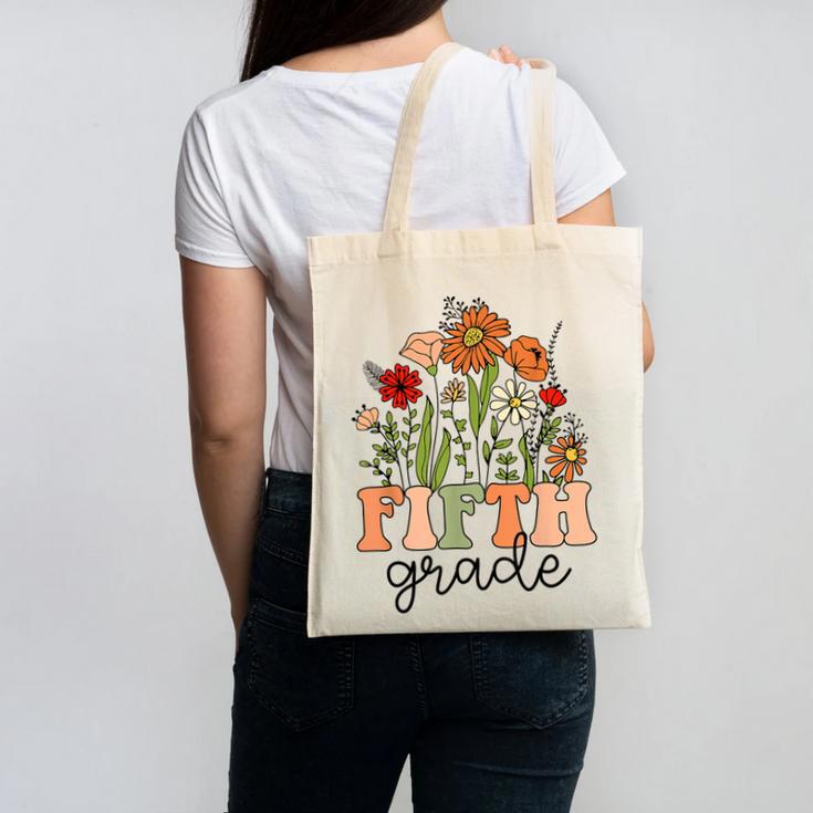 Groovy Fifth Grade Wildflowers Back To School 5th Grade Canvas Tote Bag