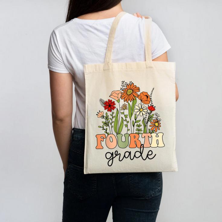 Groovy Fourth Grade Wildflowers Back To School 4th Grade Canvas Tote Bag