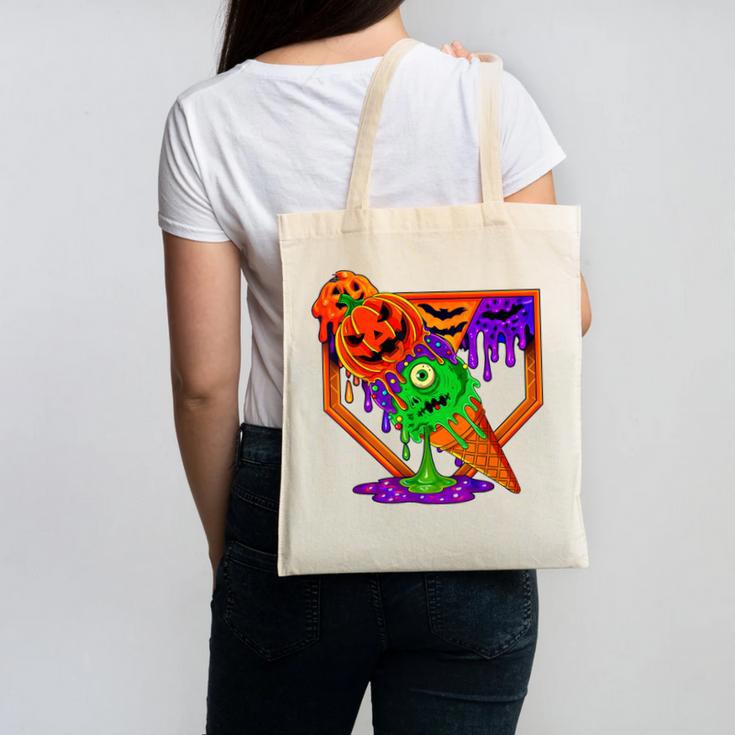 Halloween Baseball Ice Cream Drip Boys Girls Youth Canvas Tote Bag