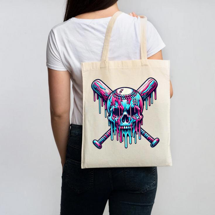Halloween Baseball Skull Drip Baseball Lifestyle Boy Men Canvas Tote Bag