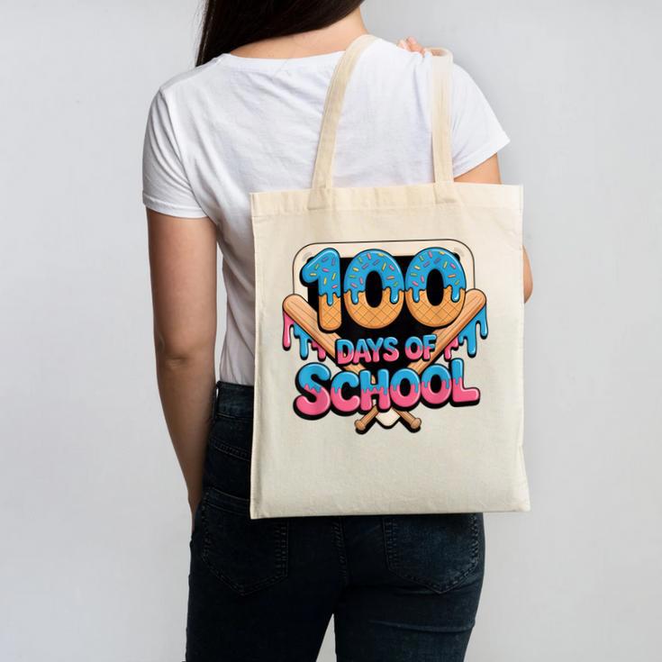 Happy 100 Days Of School Baseball Drip For Kids Teachers Canvas Tote Bag Happy 100 Days Of School Baseball Drip For Kids Teachers Canvas Tote Bag