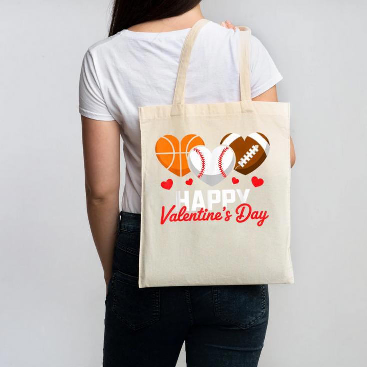 Happy Valentine’s Day Basketball Football Baseball Hearts Canvas Tote Bag Happy Valentine’s Day Basketball Football Baseball Hearts Canvas Tote Bag