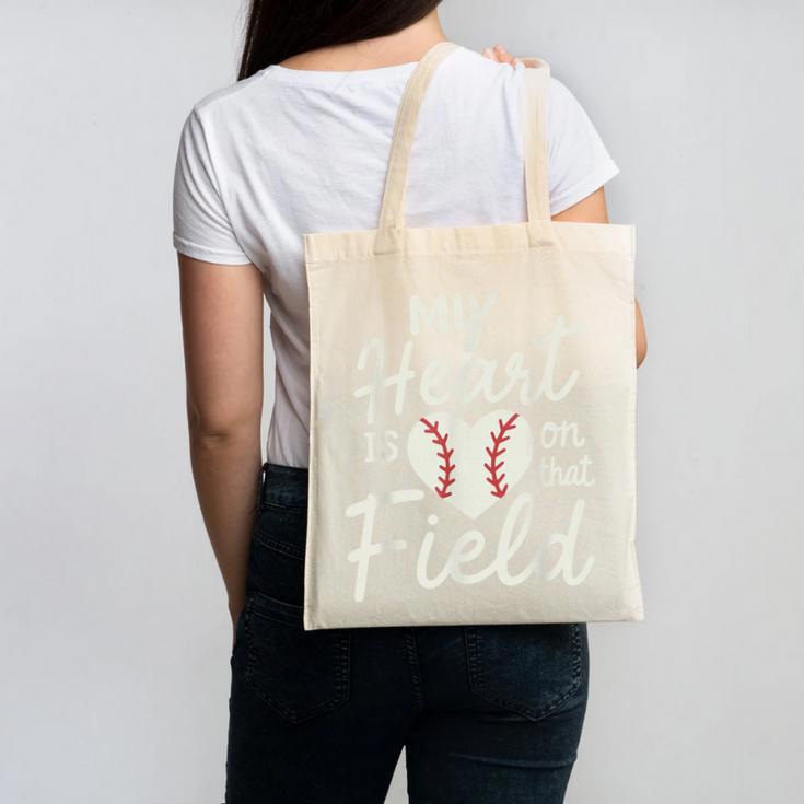 My Heart Is On That Field Baseball Canvas Tote Bag